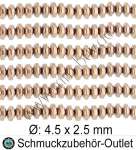 Hämatitperlen, Linse, roségold, Ø: 4.5 x 2.5 mm, 1 Strang
