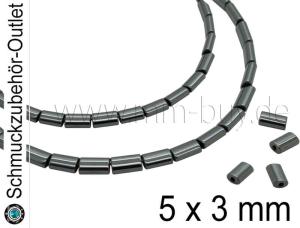 Hämatitperlen, schwarz, Ø: 5x3x2 mm, 1 Strang