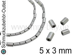 Hämatitperlen, silberfarben, Ø: 5x3x2 mm, 1 Strang