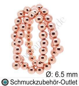 Hämatitperlen, rund, roségold, Ø: 6.5 mm, 1 Strang