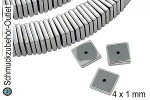 Hämatit Scheiben Viereck (4 x 1 mm), 1 Strang (150 Stück)