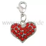 Herz Charm Anhänger, rot, nickelfrei, 1 Stück