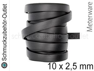 Flaches Kautschukband, 10x2.5 mm, schwarz, Meterware