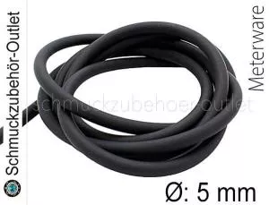 Kautschukband schwarz rund nicht hohl (Ø: 5 mm) Meterware