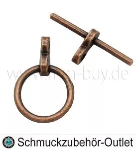 Knebelverschluss, nickelfrei, kupferfarben, rund, 12x17 mm, 1 Stück