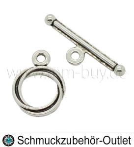 Knebelverschluss, silberfarben, rund, Ø: 12.5 x 16.5 mm, 1 Stück