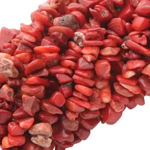 Bambuskoralle rot Nuggets (Ø: 5 x 2 mm), 1 Strang