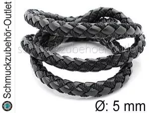 Lederband [Imitat], schwarz, Ø: 5mm, Meterware