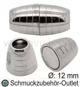 Magnetverschluss, oval, rhodiniert, 22x12 mm/Loch Ø: 5.5 mm, 1 Stück