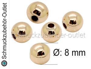 Metallperlen nickelfrei gold Ø: 8 mm, 10 Stück