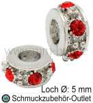 Großlochperlen mit Strass, Ø: 13x6mm, Loch: 5mm, 1 Stück