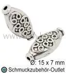 Metallperlen nickelfrei silberfarben oval (15x7 mm) 5 Stück