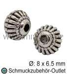 Metallperlen nickelfrei silberfarben Ø: 8x6.5 mm, 10 Stück