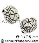 Metallperlen "Linse" nickelfrei silberfarben 9x7.5 mm, 5 Stück