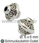 Metallperlen "Doppelkegel" silberfarben Ø: 6 mm, 5 Stück