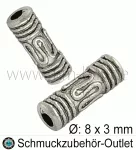 Metallperlen nickelfrei Zylinder 8x3 mm silberfarben, 50 Stück