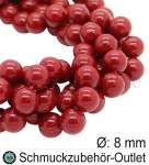 Muschelkernperlen, dunkelrot, Ø: 8 mm, 1 Strang
