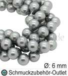 Muschelkernperlen, grau, Ø: 6 mm, 1 Strang