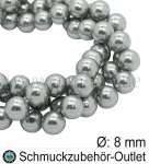 Muschelkernperlen, hellgrau, Ø: 8 mm, 1 Strang