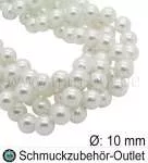 Muschelkernperlen, weiß, Ø: 10 mm, 1 Strang