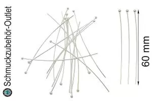 Nietstifte mit Kugelkopf silberfarben nickelfrei (60 mm), 50 Stück