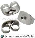 Ohrring Stopper nickelfrei rhodiniert (3.8x6 mm, Loch: 0.9 mm), 20 Stück