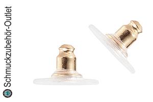 Ohrstopper mit Silikonplatte nickelfrei goldfarben (Ø: 12 mm), 10 Stück