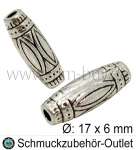Ovale Metallperlen antik Silber (17x6 mm) 1 Stück