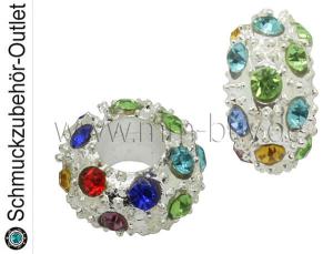 Großlochperle mit Strass, Ø: 12x6.5 mm, Innen: 5 mm, 1 Stück