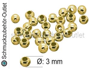 Metallperlen nickelfrei goldfarben Ø: 3 mm, 75 Stück