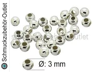 Metallperlen nickelfrei silberfarben Ø: 3 mm, 75 Stück