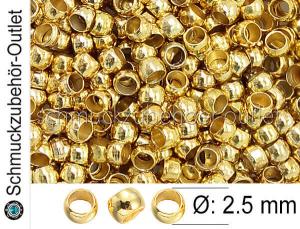 Quetschperlen goldfarben (Ø: 2.5 x1.5 mm), 100 Stück