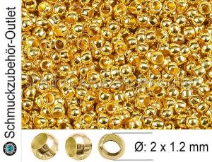 Quetschperlen goldfarben (Ø: 2x1.2 mm), 450 Stück