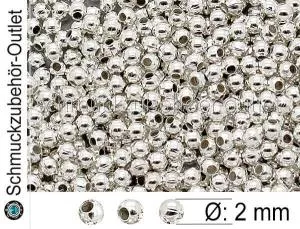 Quetschperlen, silberfarben, rund, Ø: 2mm, 200 Stück