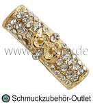 Rohrperlen mit Strass, goldfarben, Ø: 26 x 8 mm, Loch Ø: 3,9 mm, 1 Stück