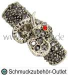 Rohrperlen mit Strass, silberfarben, Ø: 26 x 8 mm, Loch Ø: 3,8 mm, 1 Stück