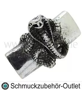 Rohrperlen mit Schlangenkopf, groß, 44x17x10mm, 1 Stück