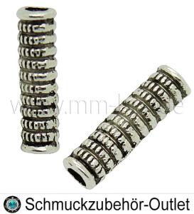 Rohrperlen, gerade, antik silber, 14x3.8mm, 10 Stück