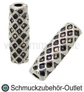 Rohrperlen, gerade, antik silber, 13.5x4.5mm, 10 Stück