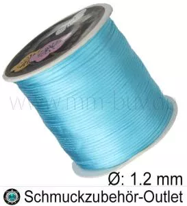 Satinband, helltürkis, Ø: 1.2 mm, Meterware