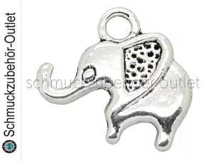 Schmuckanhänger Elefant silberfarben (12,5 x 14 mm), 1 Stück