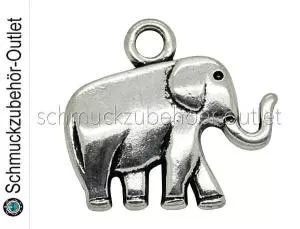 Schmuckanhänger Elefant silberfarben (18,5 x 20 mm), 1 Stück