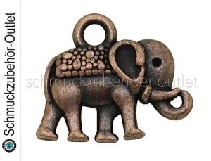 Schmuckanhänger Elefant kupferfarben nickelfrei (12 x 13,5 mm), 1 Stück