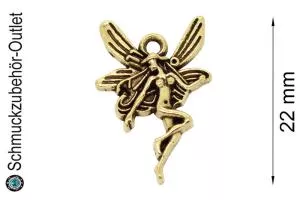 Schmuckanhänger Fee / Elfe goldfarben (22 x 15 mm), 1 Stück