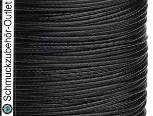 Schmuckband, gewachst, schwarz, 1 mm, Länge: zum Auswählen