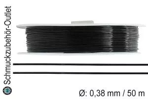 Schmuckdraht nylonummantelt schwarz (Ø: 0.38 mm), 1 Rolle / 50 Meter