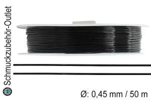 Schmuckdraht nylonummantelt schwarz (Ø: 0.45 mm), 1 Rolle / 50 Meter
