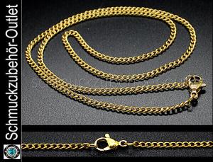 Edelstahl Halskette mit Karabinerverschluss vergoldet (44 cm), 1 Stück