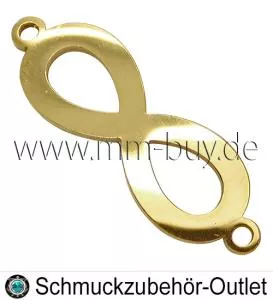 Edelstahl Schmuckverbinder, Unendlichkeit-Infinity, goldfarben, 28 x 9 mm, 1 Stück