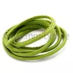 Band mit Naht - gesteppt, Ø: 4 mm, grün, rund, Meterware